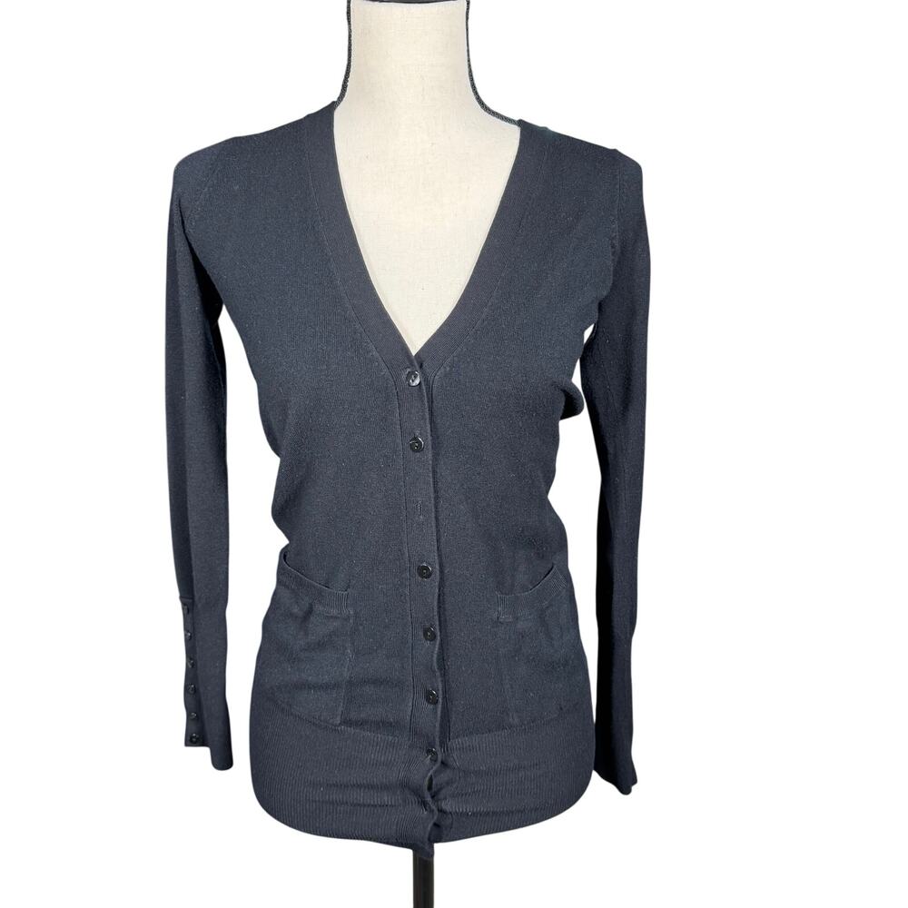 Zara Women's S Black Cardigan Sweater‎ Button Closure Front Pockets Long Sleeve